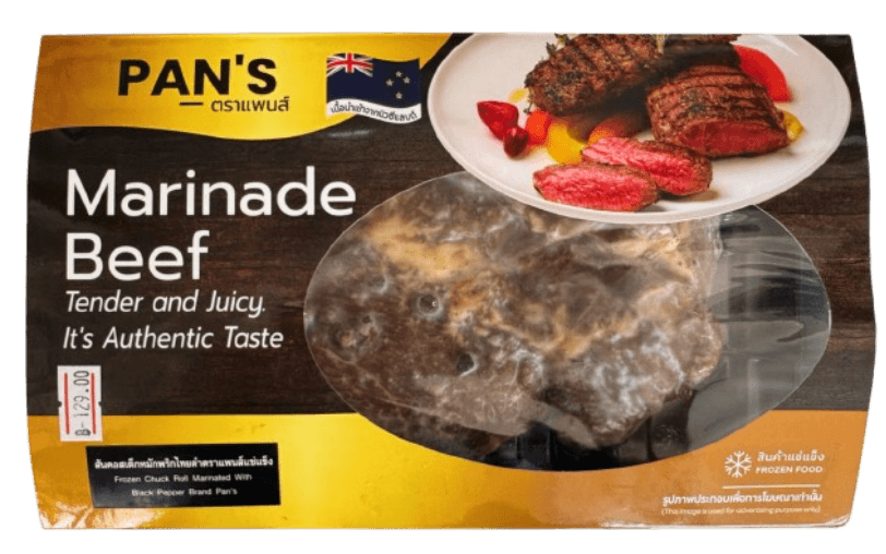 Pan’s Marinade Beef Frozen Chuck Roll Marinated With Black Pepper 220g