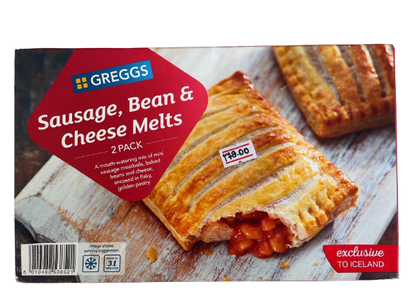 Greggs Sausage, Bean & Cheese Melts 154g x 2 - The Pantry Expat Food ...